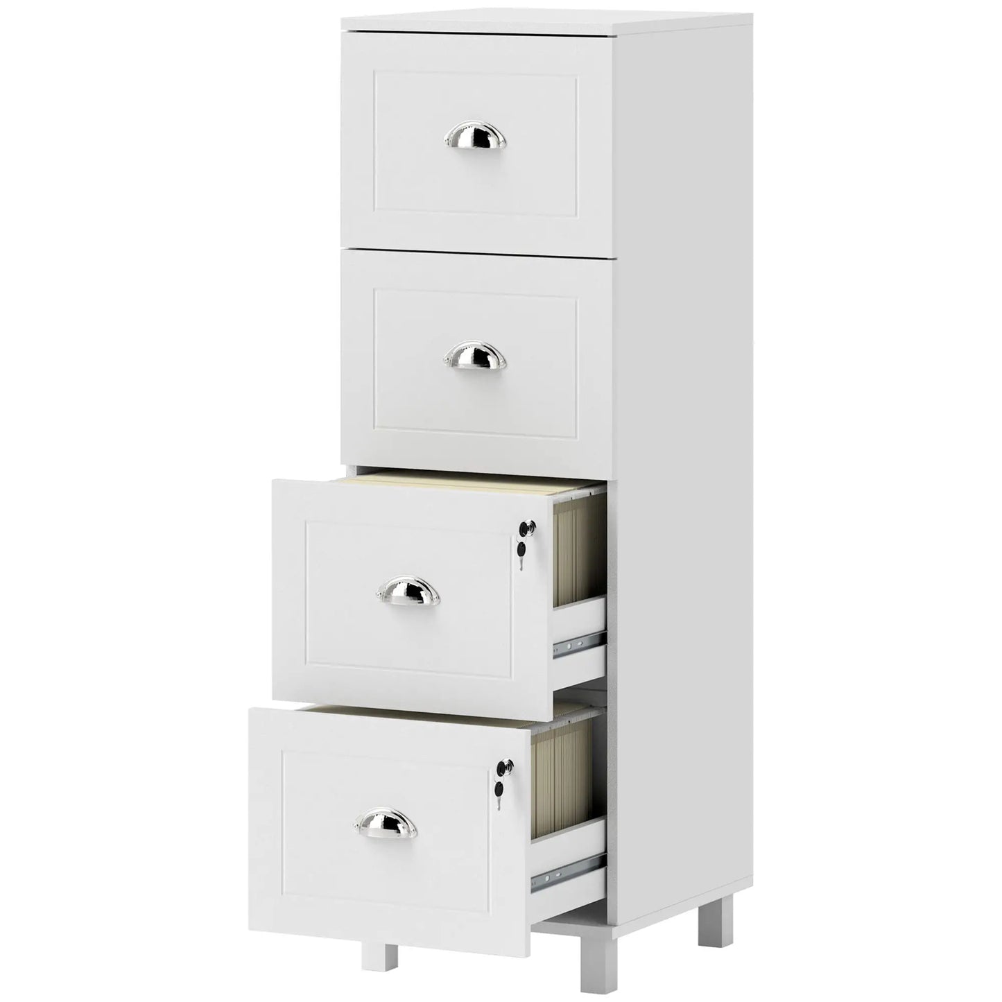 4 Drawer File Cabinet with Lock, A4 Letter Size, White Office Cabinets & Cupboards at Gallery Canada