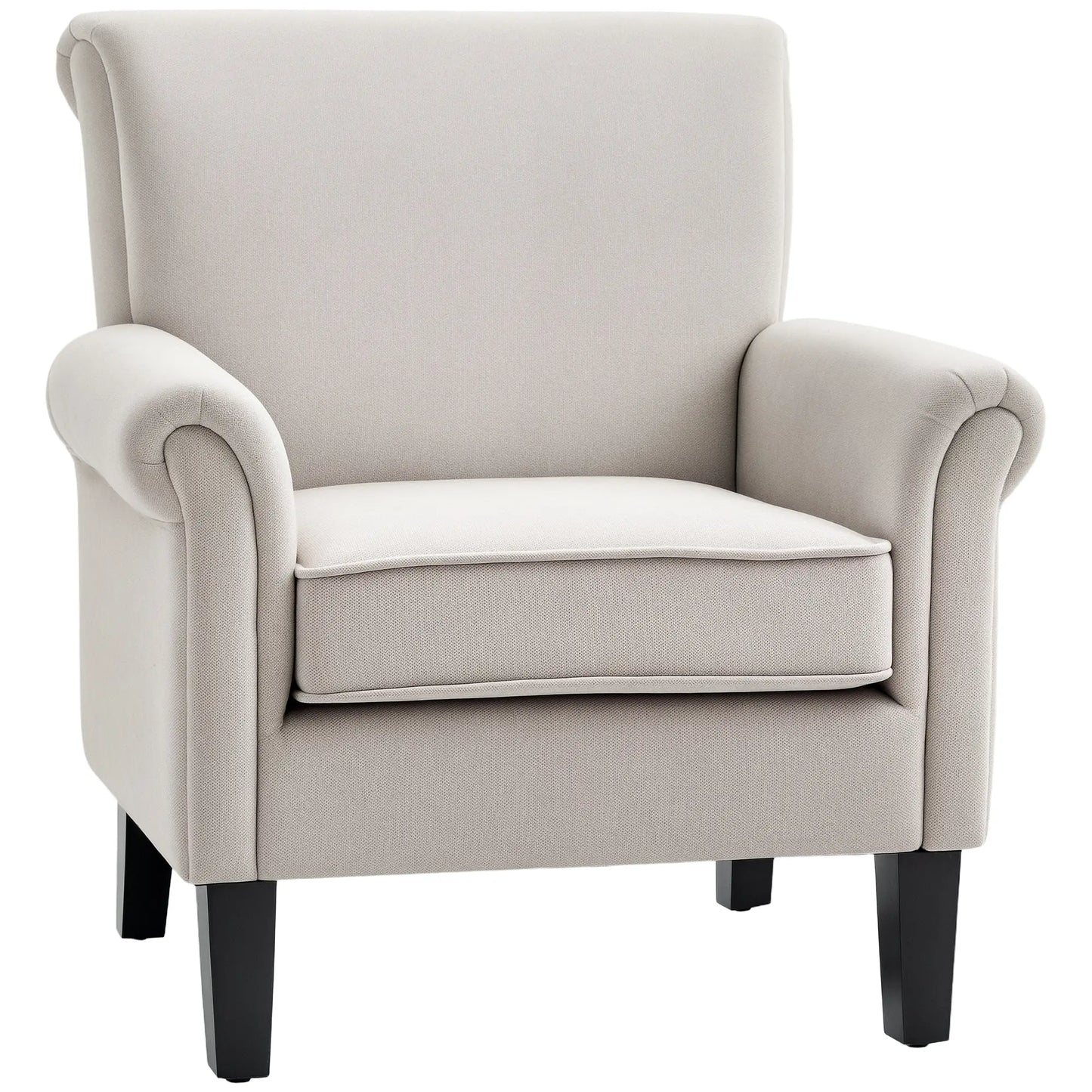 Upholstered Accent Chair, Soft Velvet Fabric, Rolled Armrest, Grey Single Sofas at Gallery Canada
