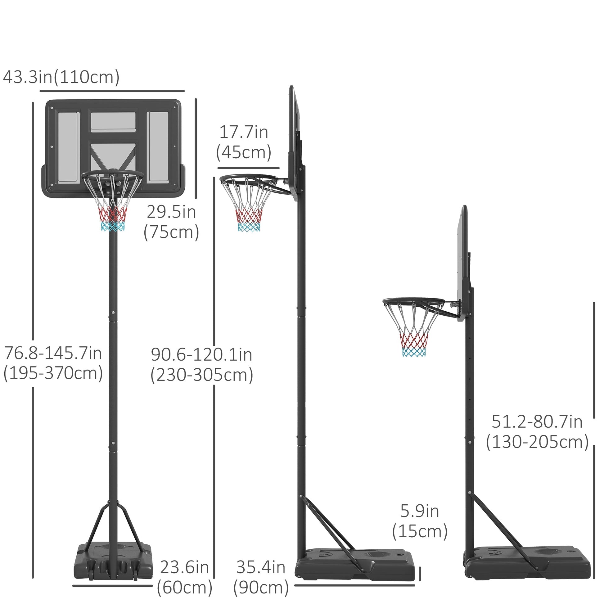 7.5-10FT Portable Basketball Hoop, Dual-use for Swimming Pool or Backyard, Basketball Goal with 43.25" Backboard, Wheels and Fillable Base, for Youth Adults at Gallery Canada