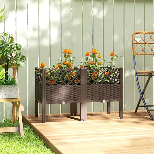 Raised Garden Bed With Legs, Self Watering Planter Box, 31.5" x 15.7" x 20.3" Elevated Garden Beds Brown at Gallery Canada