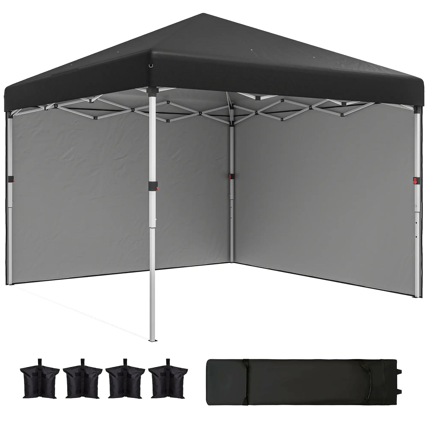 10' x 10' Pop Up Canopy, Sidewalls, Roller Bag, Adjustable Tent, Black Pop Up Canopies at Gallery Canada