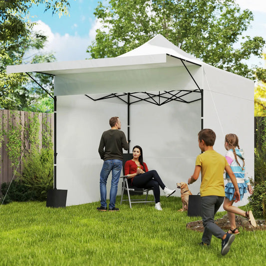 10' x 10' Pop Up Canopy Tent, Awning, Sidewalls, Wheeled Bag, Sand Bags Pop Up Canopies White at Gallery Canada