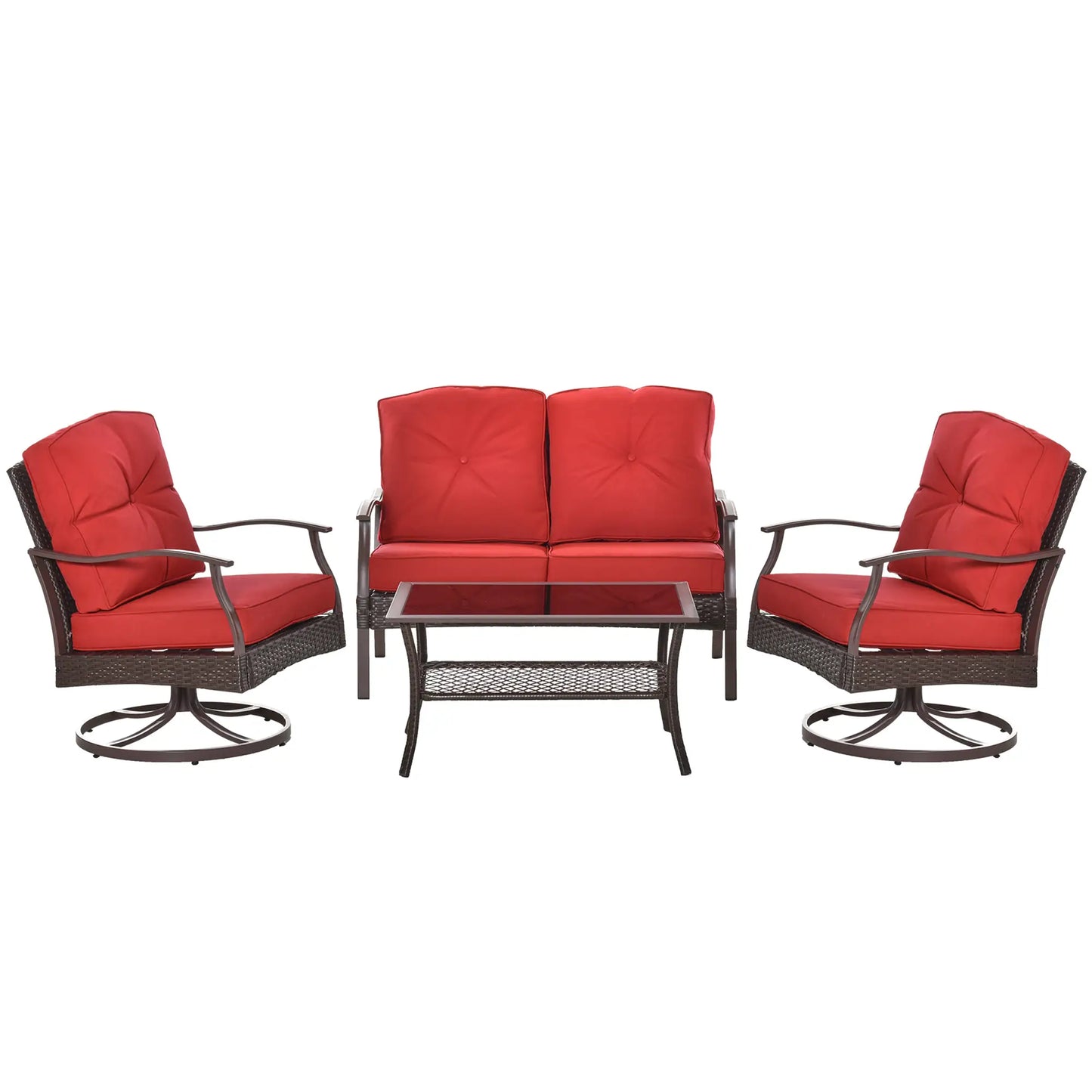 Pe Rattan Wicker Chair Set With Tea Table, Red Patio Furniture Sets at Gallery Canada