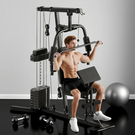 Multi-Exercise Home Gym Station with 99lbs Weight Stack, for Full Body Workout Power Towers Black at Gallery Canada