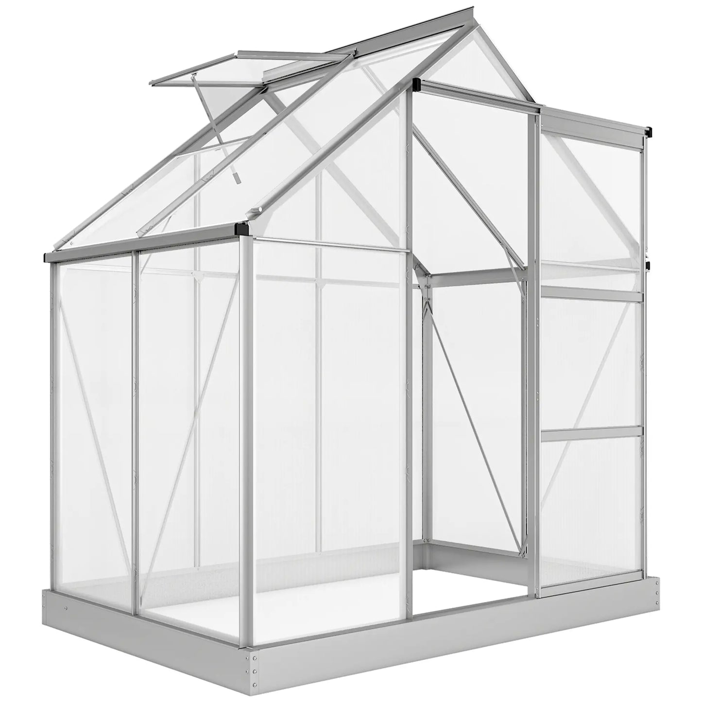 6' x 4' Walk-In Greenhouse, Polycarbonate, Sliding Door, Window, Aluminium Frame, Silver Walk In Greenhouses at Gallery Canada