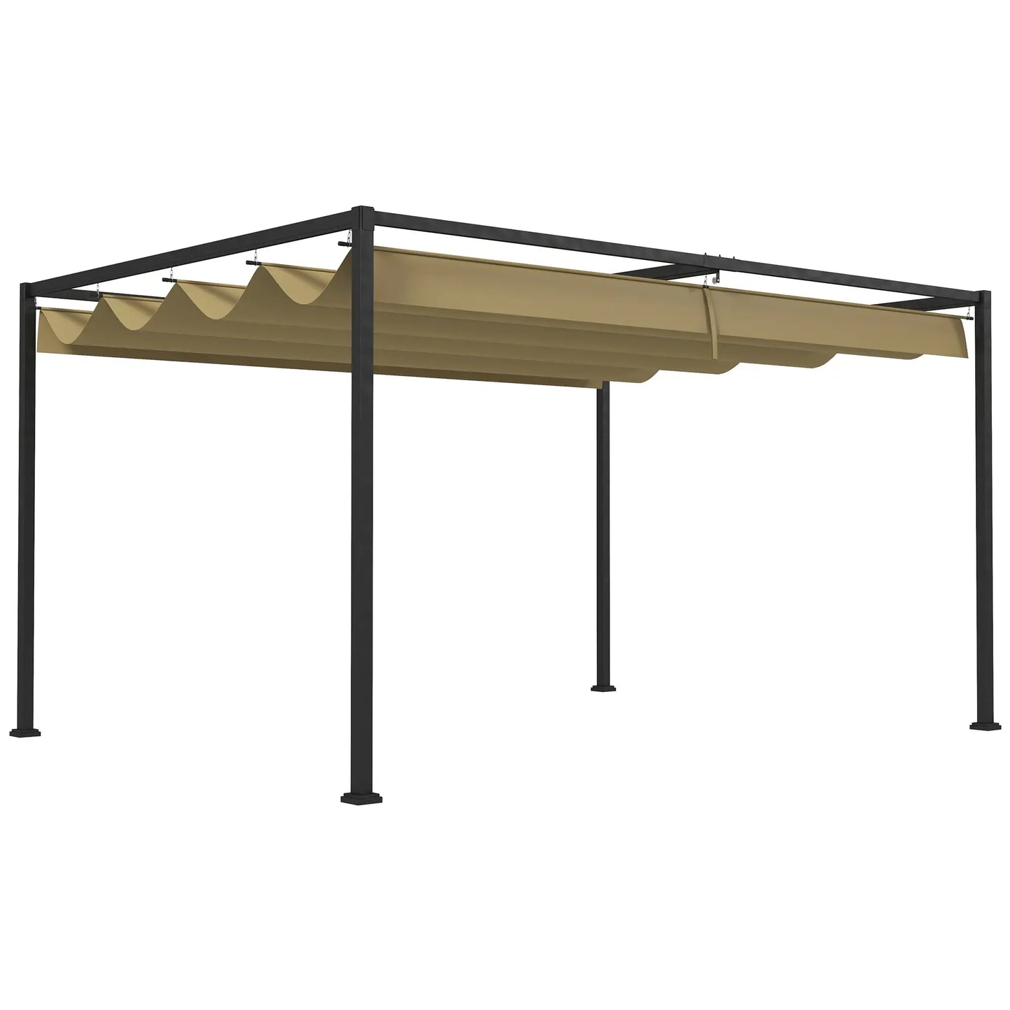 13' x 10' Pergola, Retractable Canopy, Outdoor Sun Shelter, Khaki Pergolas at Gallery Canada