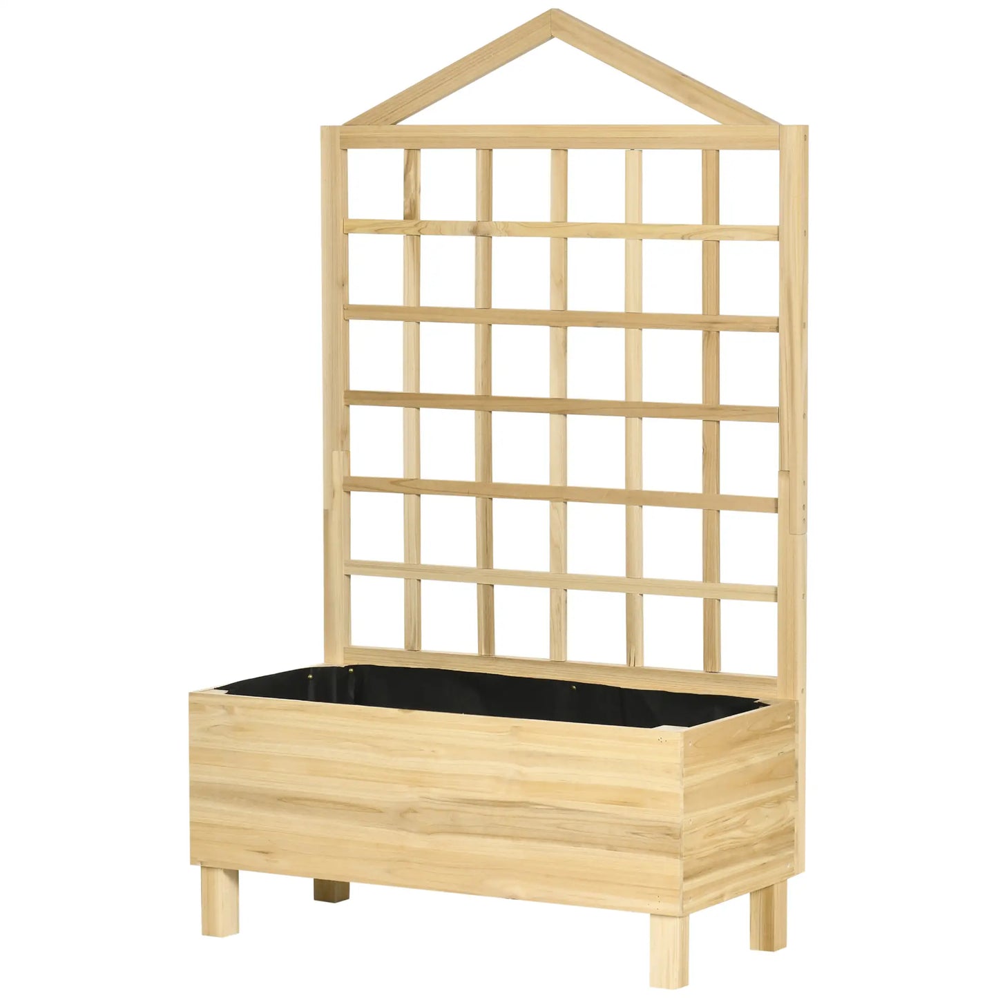Distressed Wood Planter Box with Trellis, Raised Garden Bed, Natural Wooden Planter Boxes at Gallery Canada