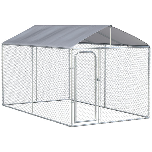 Dog Kennel Outdoor, Heavy Duty Playpen with Secure Lock, Cover, for Backyard &; Patio, 13.1' x 7.5' x 7.5' - Gallery Canada