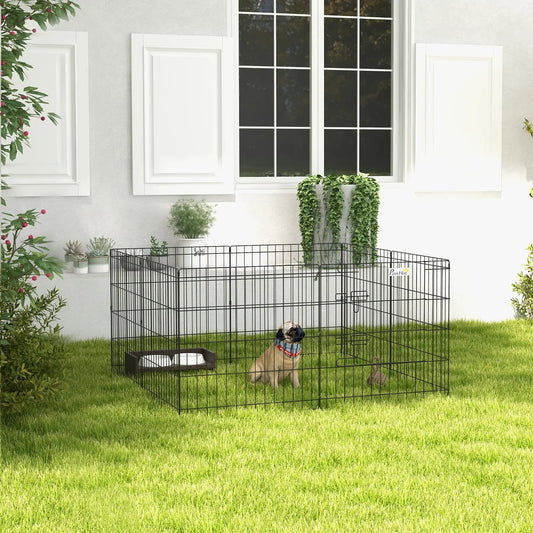24inch Foldable Metal Pet Playpen, Dog Kennel Cage, 8 Panel Houses, Kennels & Pens Black at Gallery Canada