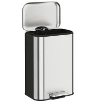 13.2 Gallon Slim Stainless Steel Trash Can, Silver, Silver