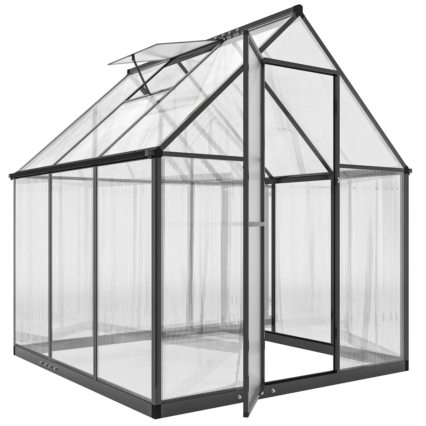 Polycarbonate Greenhouse, Swing Door, Adjustable Window, 6 x 6.5ft, Black Walk In Greenhouses at Gallery Canada