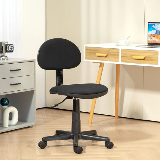 Small Desk Chair, Armless Adjustable Height, 360° Swivel Wheels, Black Task Chairs Black at Gallery Canada