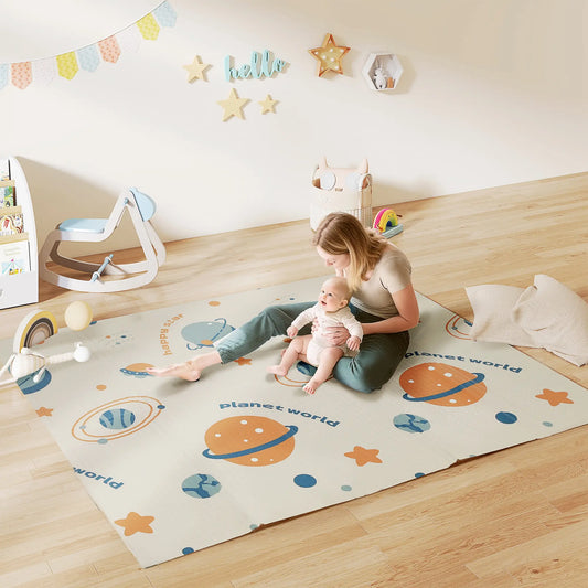 Double Sided Baby Play Mat, Reversible Waterproof, Astronaut Planet Theme Kids Gym & Playmats Multi Colour at Gallery Canada