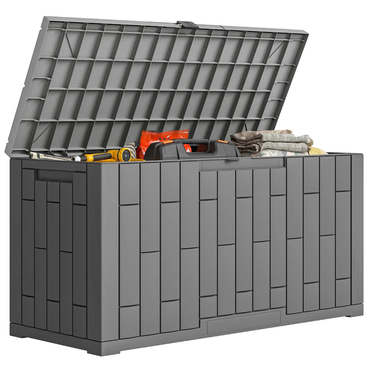 60 Gallon Resin Deck Box, Lockable Outdoor Storage, Splash And UV Resistant Patio Storage Boxes at Gallery Canada