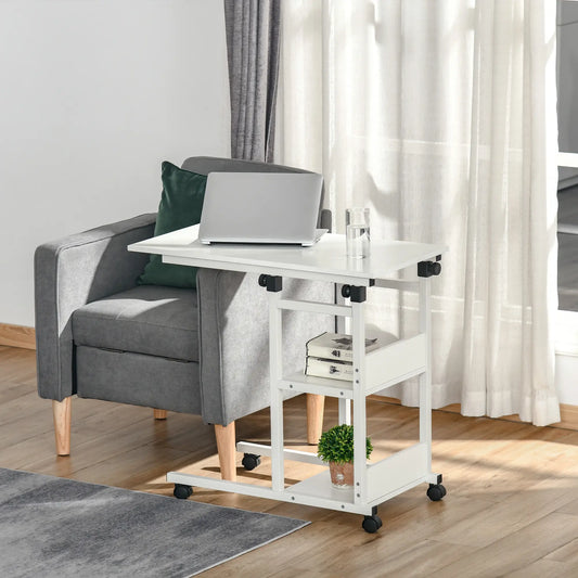 Mobile Standing Desk, Adjustable Height 31.5 inch, White Side Tables White at Gallery Canada