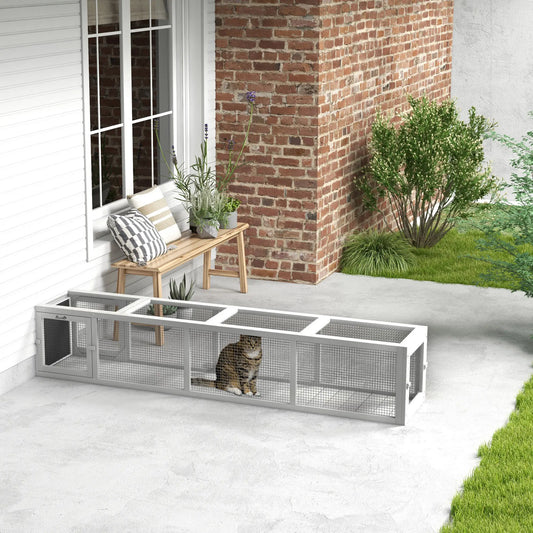 79" Long Cat Tunnel, L-Shape Extendable Design, Indoor Outdoor Enclosure, White Outdoor Cat Enclosures White at Gallery Canada