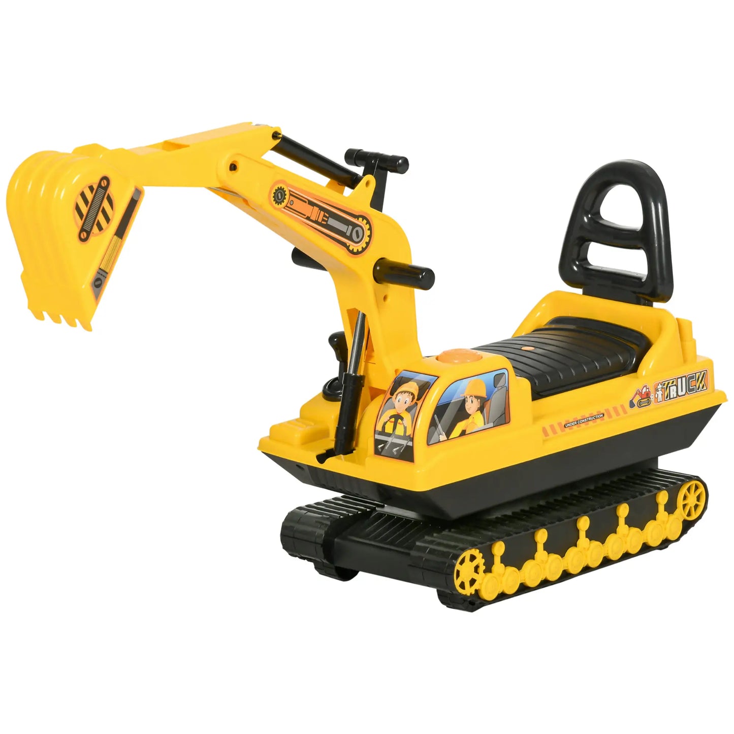 Kids Ride-On Excavator with Digger, Pretend Play Truck, Under Seat Storage Toy Excavators at Gallery Canada