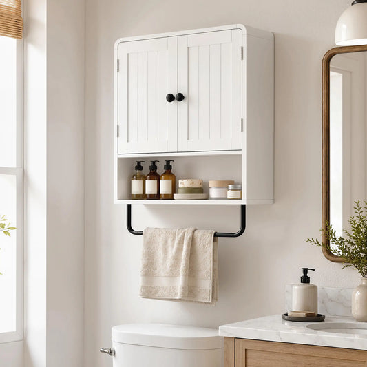 Wall Mounted Bathroom Cabinet, 2 Doors, White Wall Mounted Cabinets White, Black at Gallery Canada