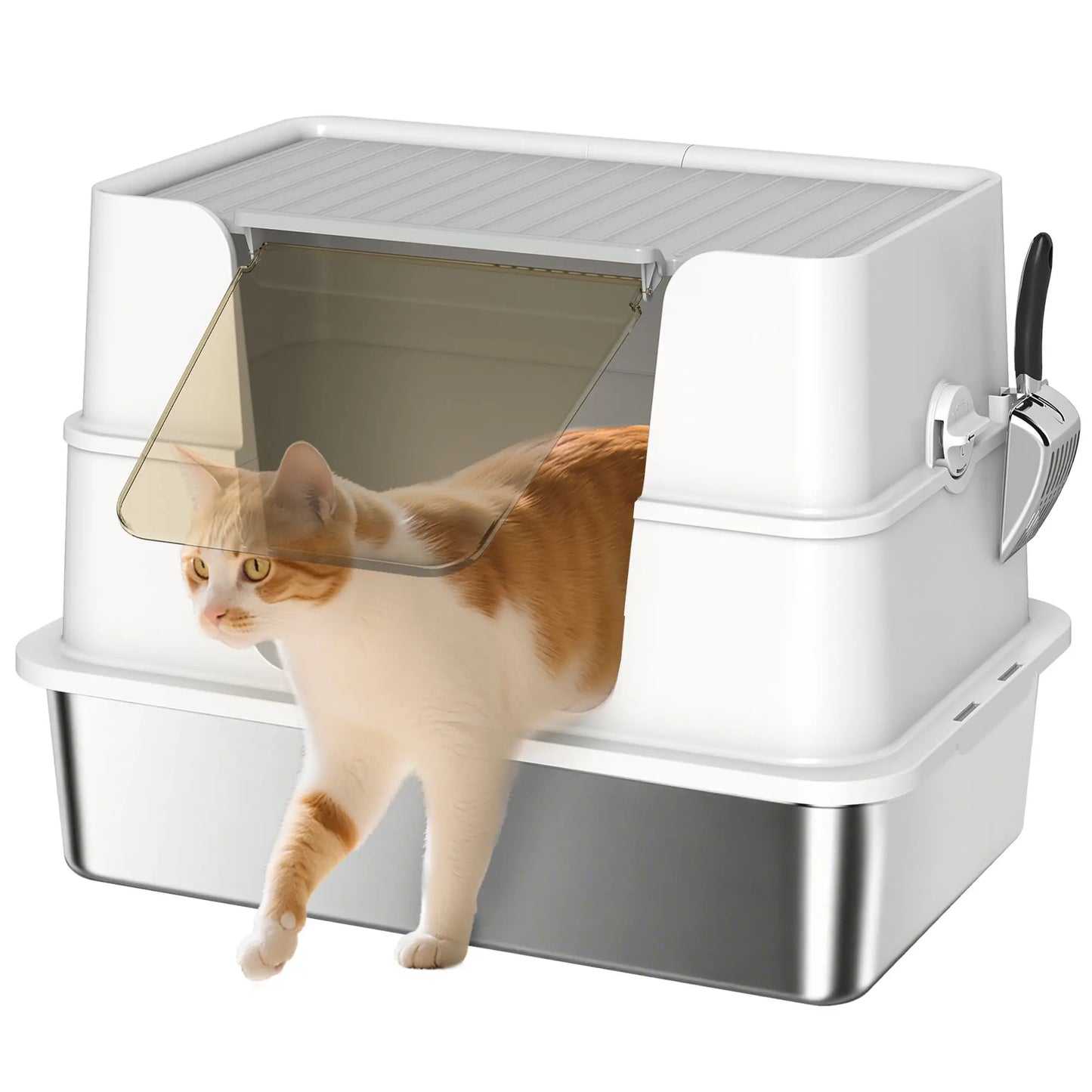 XL Stainless Steel Litter Box With Lid, Extra Large Covered Cat Litter Box Cat Litter Box Enclosures at Gallery Canada