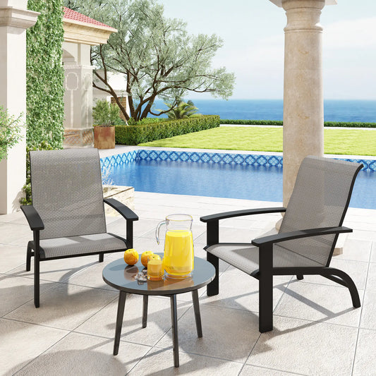 2 Outdoor Adirondack Chairs, Aluminum Frame, Mesh Seat, Dark Grey Patio Chairs Dark Grey, Black at Gallery Canada