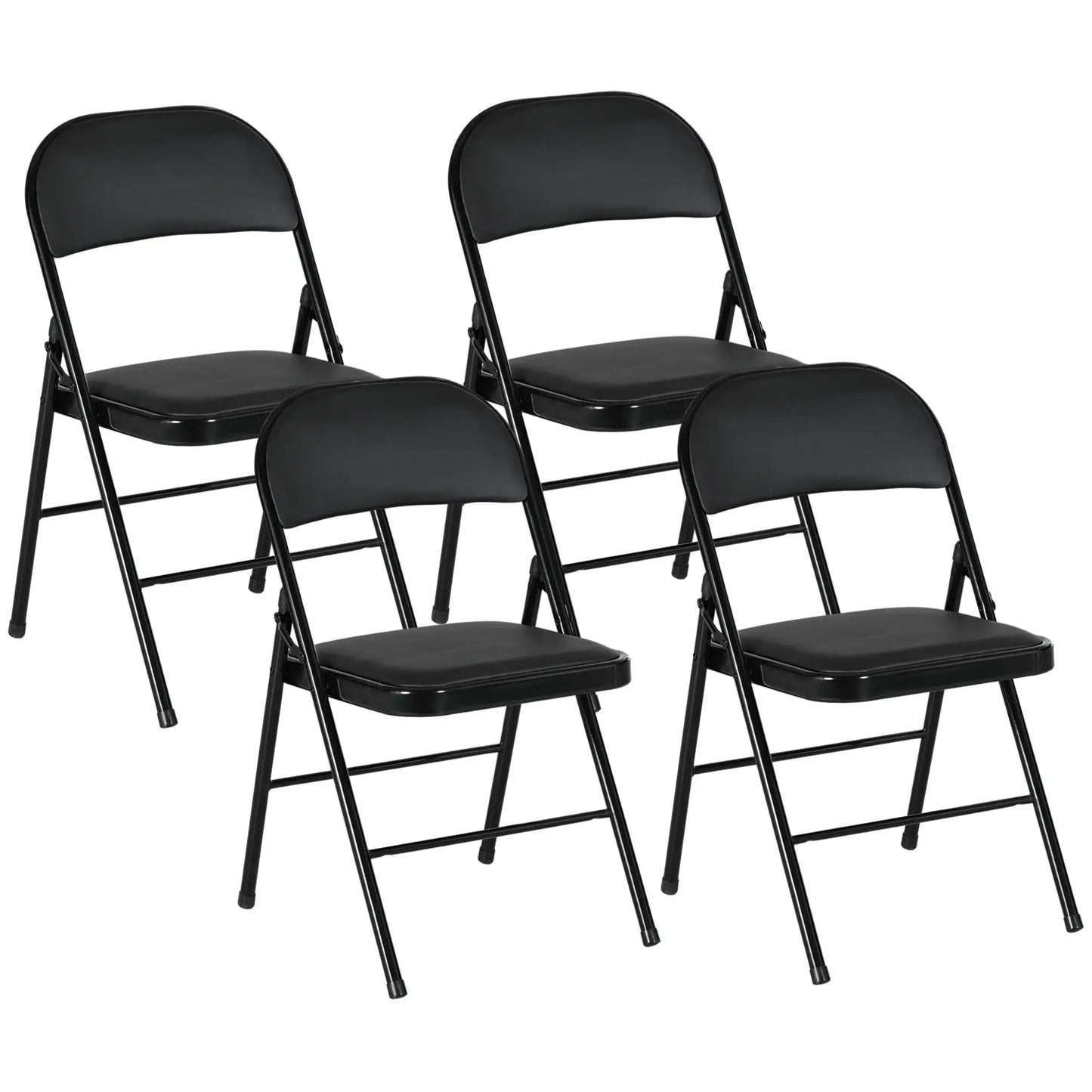 Set of 4 Metal Foldable Chairs, PU Leather Padded, Black Bar Stools at Gallery Canada