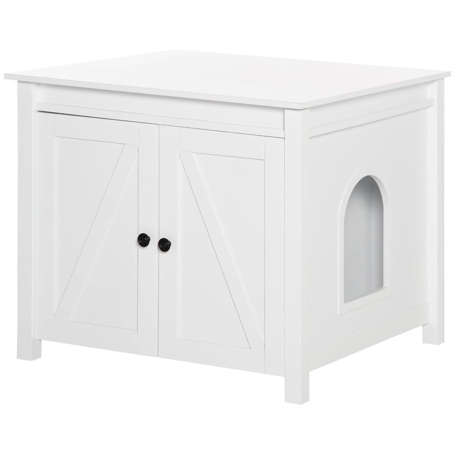 Cat Litter Box Enclosure with Openable Top, Cat Washroom Storage Side Table with Double Doors, Zinc Alloy Handles, for Indoor Use, White at Gallery Canada
