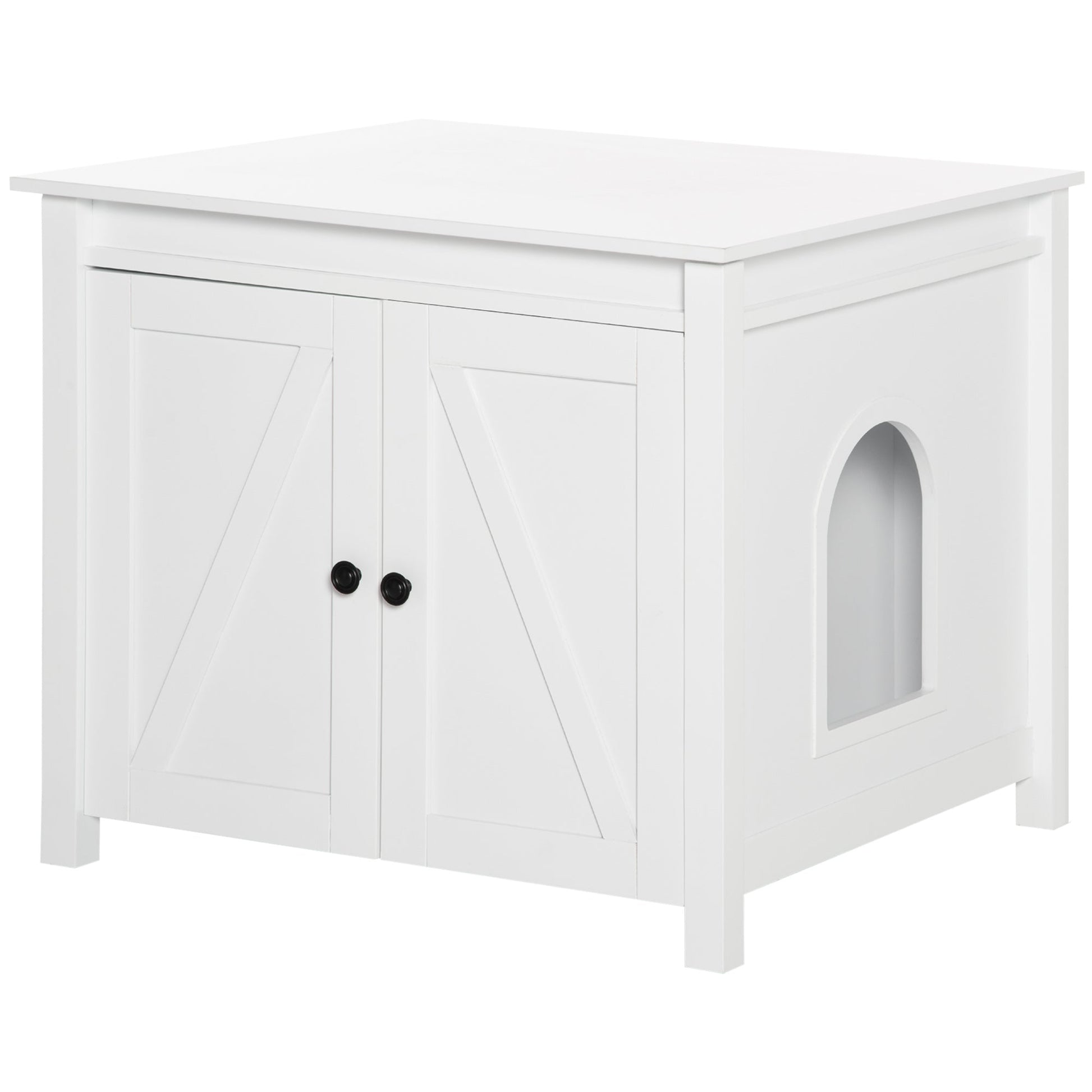 Cat Litter Box Enclosure with Openable Top, Cat Washroom Storage Side Table with Double Doors, Zinc Alloy Handles, for Indoor Use, White at Gallery Canada