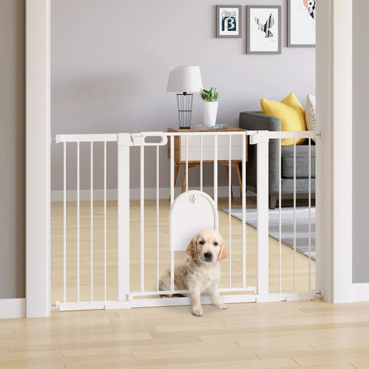 30"-52" Extra Wide Pet Gate, Small Door, 30"H, White Houses, Kennels & Pens White at Gallery Canada