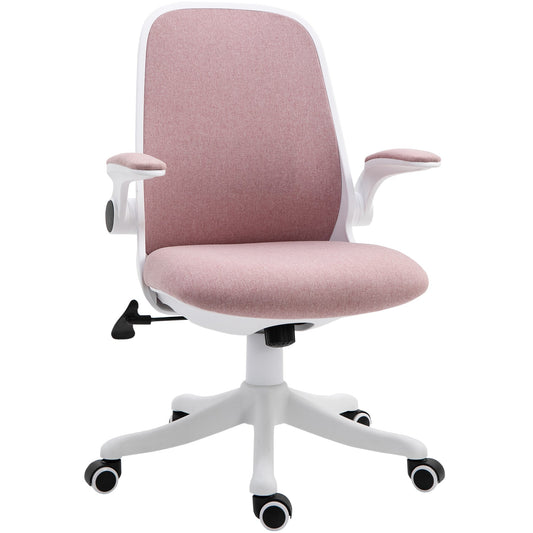 Office Chair 360° Swivel Task Desk Breathable Fabric Computer Chair with Flip-up Arms and Adjustable Height, Pink at Gallery Canada