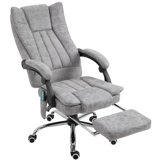 Office Chair 6-point Vibration Massage Chair Micro Fiber Recliner with Retractable Footrest Grey at Gallery Canada
