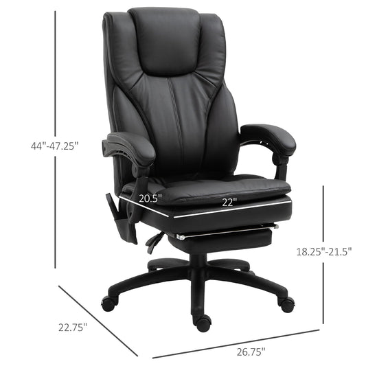 Office Chair High Back 6-Point Vibration Massage Reclining 360° Swivel Height Adjustable with Retractable Footrest at Gallery Canada