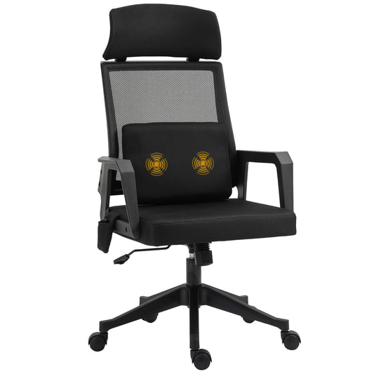 Office Chair High Back Mesh Desk Chair with 2-Point Vibration Massage Lumbar Support Pillow, Headrest, Ergonomic Swivel Back - Gallery Canada