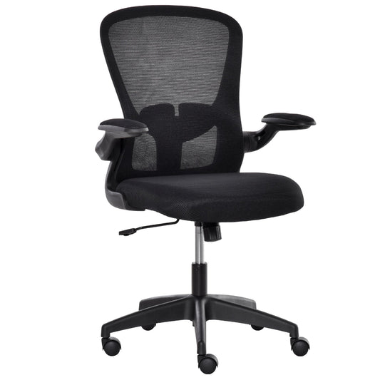 Office Chair Mesh Swivel Task Desk Chair with Lumbar Back Support, Adjustable Height, Flip-Up Arm, Black - Gallery Canada
