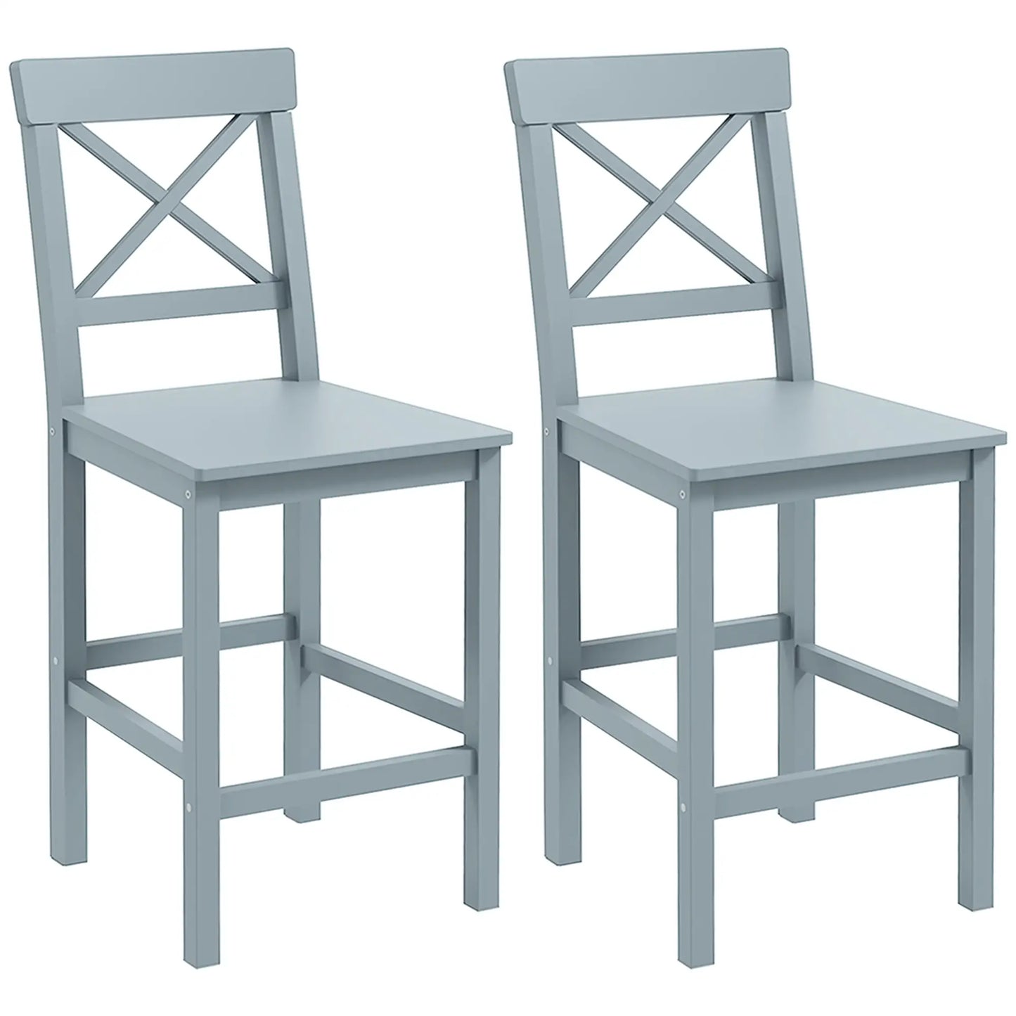 Counter Height Stools Set of 2, Farmhouse Bar Stools with Backs, Solid Wood Counter Stools for Kitchen Island Bar Stools at Gallery Canada