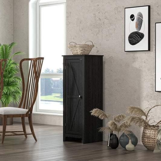 48" Farmhouse Kitchen Pantry Cabinet, Adjustable Shelves, Black Kitchen Pantry Cabinets Black at Gallery Canada