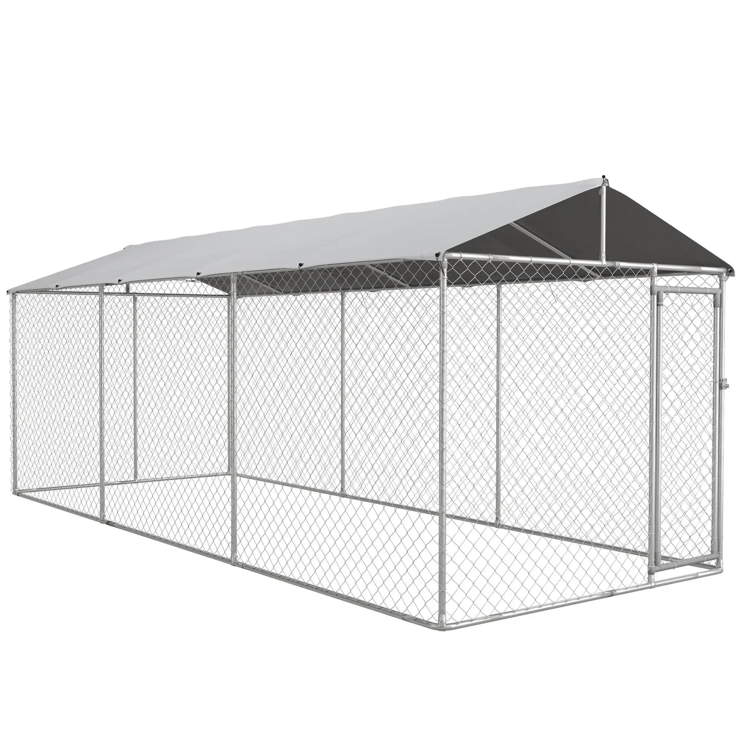 19.7' x 7.5' x 7.5' Outdoor Dog Kennel, Waterproof UV Resistant Cover, Silver Houses, Kennels & Pens at Gallery Canada
