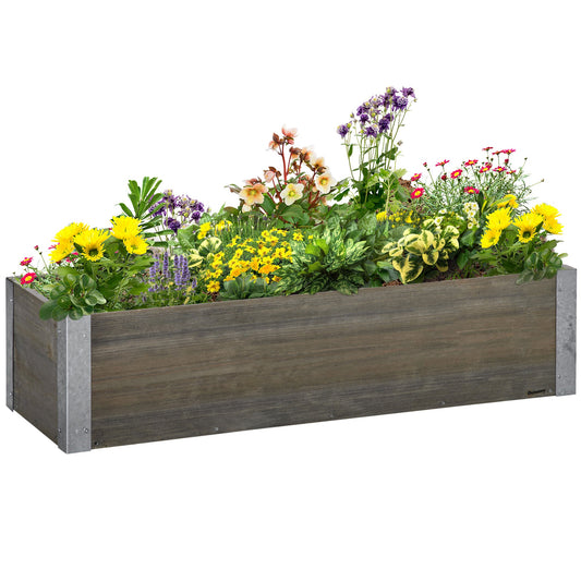 38" x 12" Raised Garden Bed Elevated Wooden Planter Box Outdoor for Backyard, Patio to Grow Vegetables, Herbs, and Flowers, Light Grey - Gallery Canada