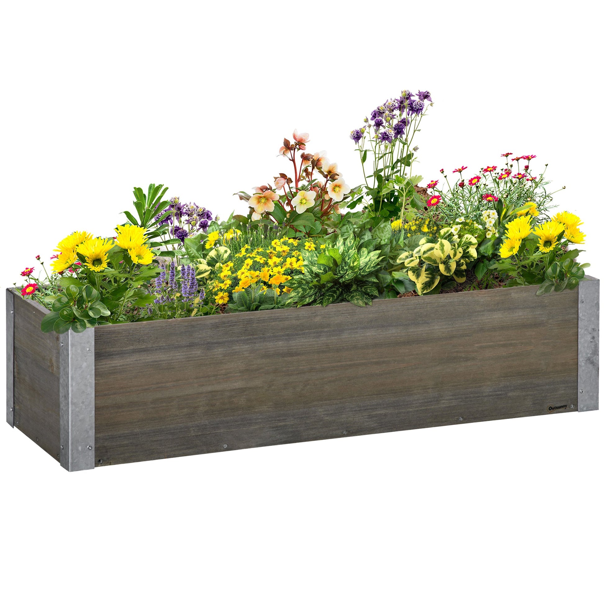 38" x 12" Raised Garden Bed Elevated Wooden Planter Box Outdoor for Backyard, Patio to Grow Vegetables, Herbs, and Flowers, Light Grey at Gallery Canada