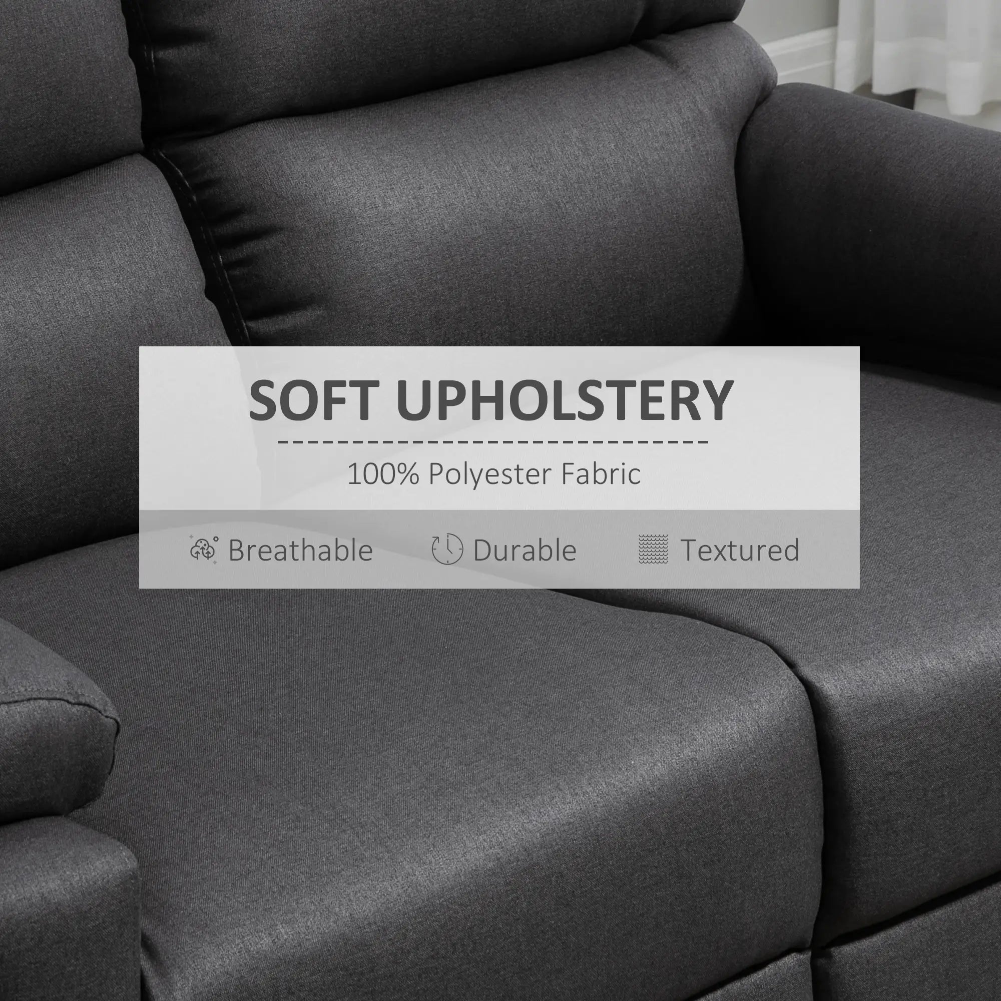 2 Seater Reclining Loveseat, Footrest, Split Backrest, Dark Grey 2-Seater Sofas at Gallery Canada