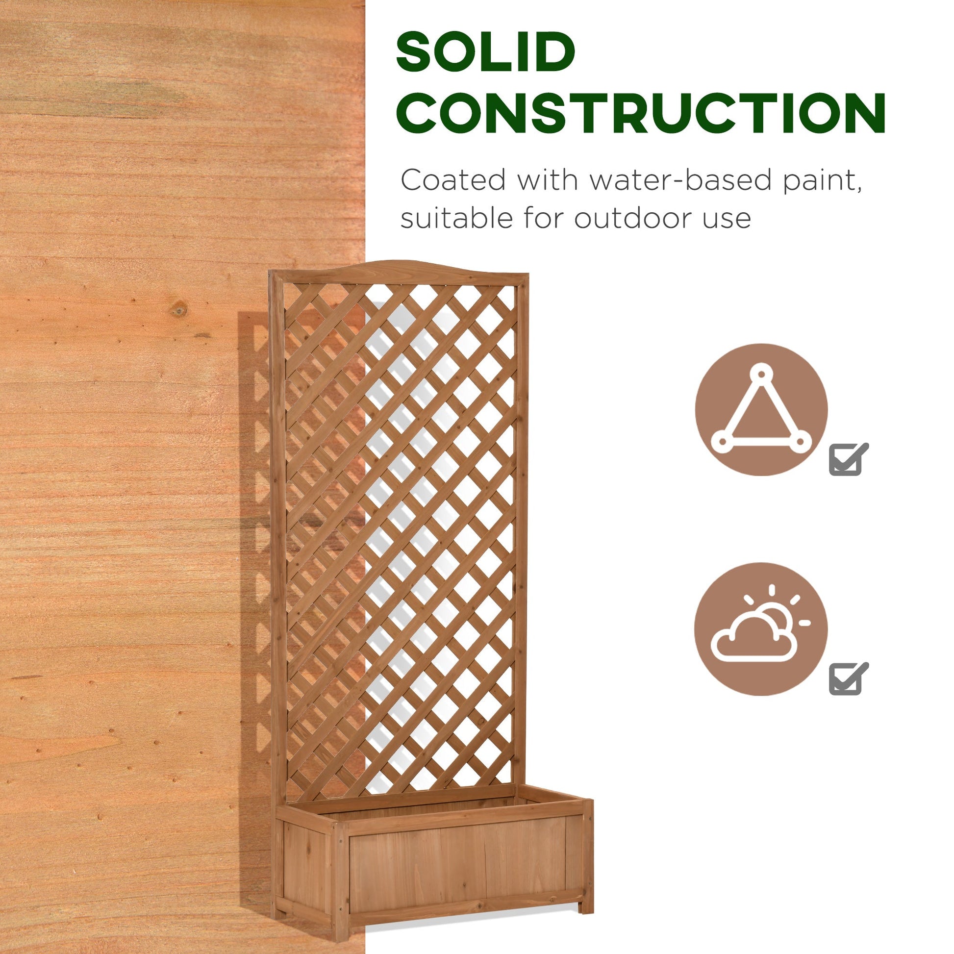 Wood Planter with Trellis for Vine Climbing, Raised Garden Bed to Grow Vegetables for Backyard, 30" x 14" x 67", Brown at Gallery Canada