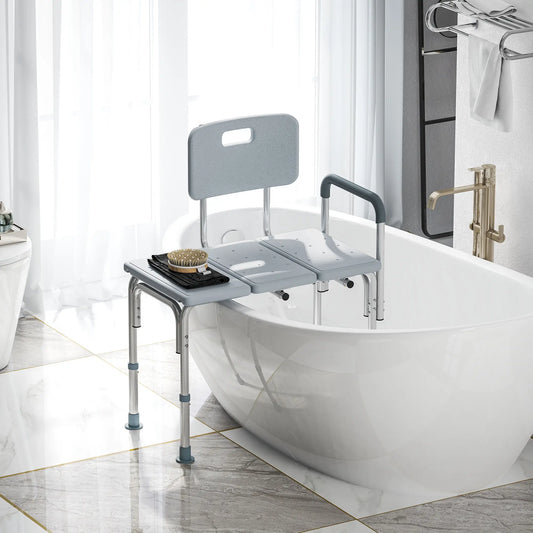 6-Level Adjustable Bath Shower Bench, Aluminum, Non-Slip Feet, Grey Bath Chairs Grey at Gallery Canada