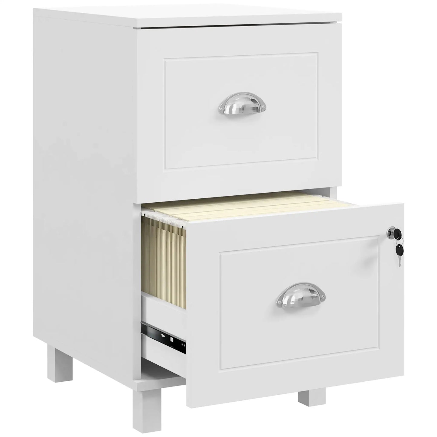 2-Drawer Small Filing Cabinet, Lockable, Adjustable Hanging Bars, White Office Cabinets & Cupboards at Gallery Canada