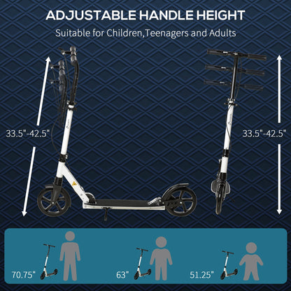 one-click Folding Kick Scooter for 14+ w/ Adjustable Handlebar, Push Scooter with Kickstand, Dual Brake System, Shock Absorber, 7.75'' Wheels &; ABEC-7 Bearings, White at Gallery Canada