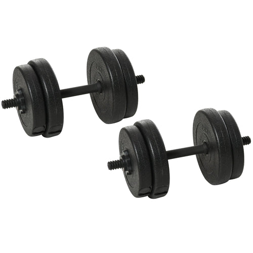 Adjustable 2 x 22lbs Weight Dumbbell Set for Weight Fitness Training Exercise Fitness Home Gym Equipment, Black (Pair)