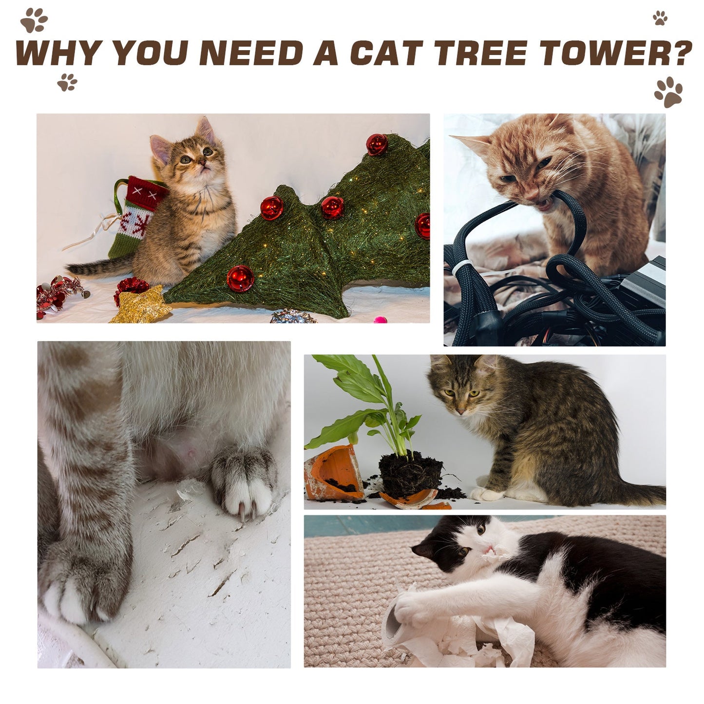 94"-102" Huge Cat Tree Ceiling High Cat Condo Scratching Post Activity Center Multi-Level Play House at Gallery Canada