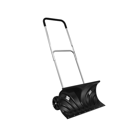 Rolling Snow Pusher Shovel with Adjustable Handle, Black