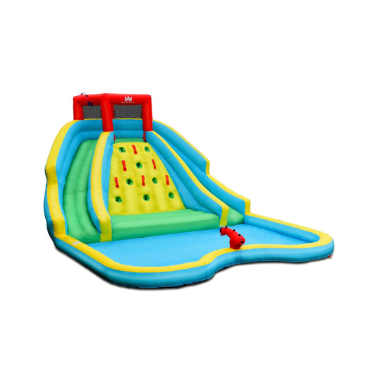 Double Side Inflatable Water Slide Park with Climbing Wall for Outdoor Without Blower, Blue at Gallery Canada