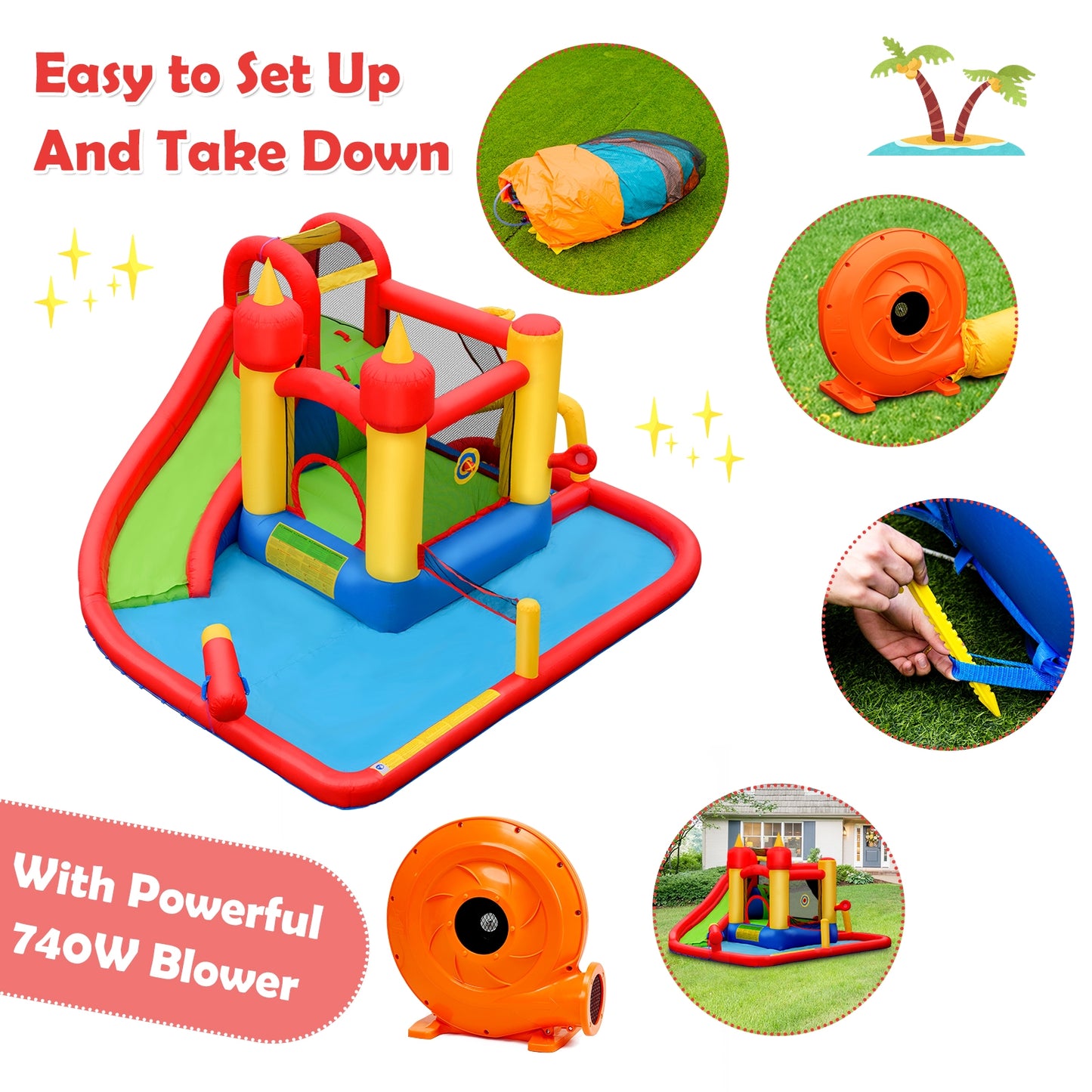 Inflatable Water Slide Bounce House, Without Blower, Black Bounce House at Gallery Canada