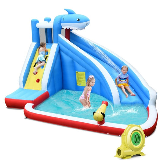 4-in-1 Inflatable Water Slide Park with Long Slide and 735W Blower at Gallery Canada