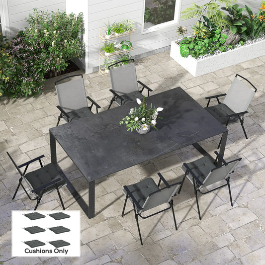 6-Piece Outdoor Patio Chair Cushions, Button Tufted, Charcoal Grey Patio Chair Cushions Charcaol Grey at Gallery Canada